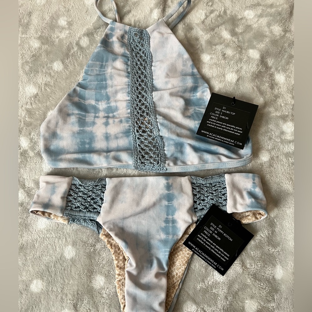 ACACIA Malibu top in shibori (S), Poppy bottom (M) NWT